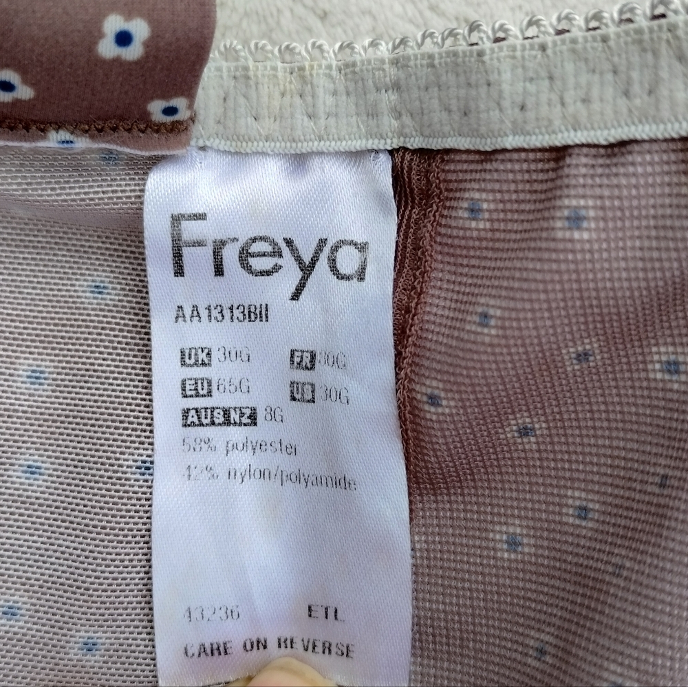 Freya Carys Demi Lace Trim Floral Bra Size 30G Women's Lingerie Brown - Picture 5 of 5